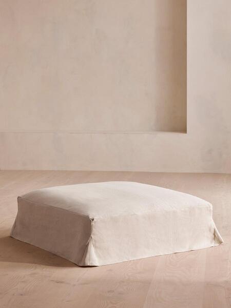  Soho Home Roma Square Ottoman, Linen, Bisque 