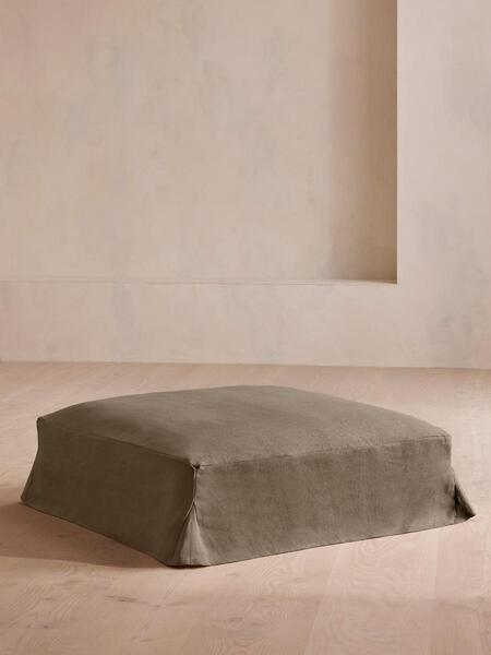  Soho Home Roma Square Ottoman, Linen, Olive 