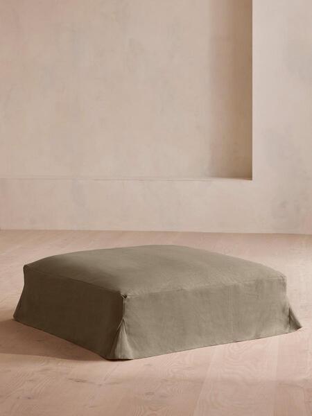  Soho Home Roma Square Ottoman, Linen, Sage 