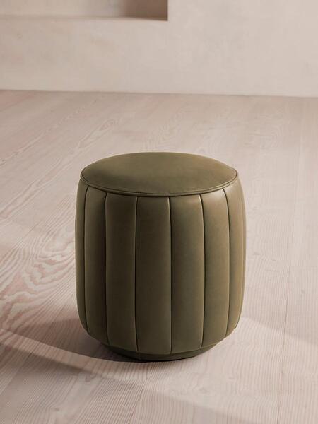  Soho Home Romi Footstool, Moss Leather, Uk 