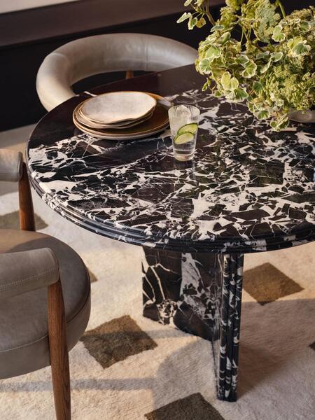  Soho Home Rosaline Dining Table, Noir Grande Marble 