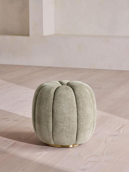  Soho Home Sofia Footstool, Linen Chenille, Sage, Uk 