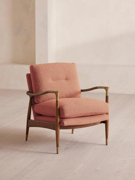  Soho Home Theodore Armchair, Textured Wool Boucle, Coral 