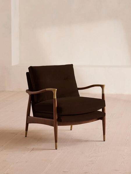 Soho Home Theodore Armchair, Velvet, Chocolate Brown 