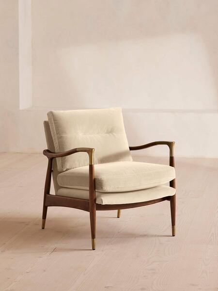  Soho Home Theodore Armchair, Velvet, Porcelain 