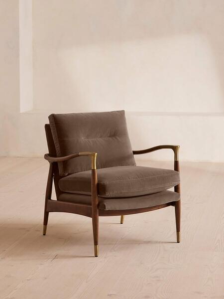  Soho Home Theodore Armchair, Velvet, Taupe 