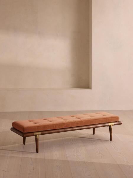  Soho Home Theodore Bench, Antique Rose Velvet 