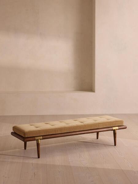  Soho Home Theodore Bench, Camel Velvet 