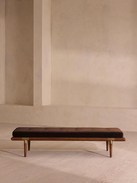  Soho Home Theodore Bench, Chocolate Velvet 