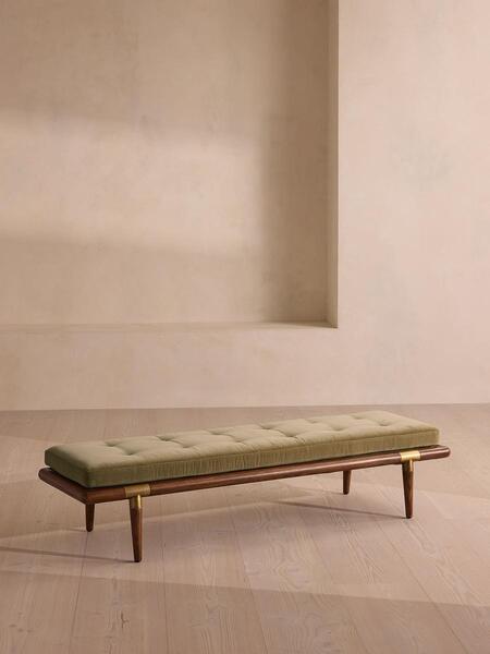  Soho Home Theodore Bench, Lichen Velvet 