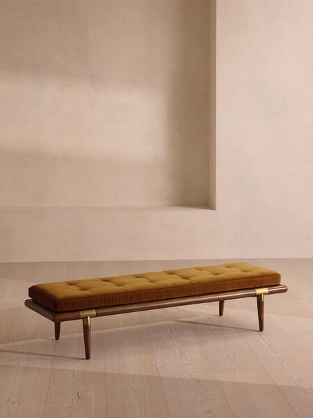  Soho Home Theodore Bench, Mustard Velvet 