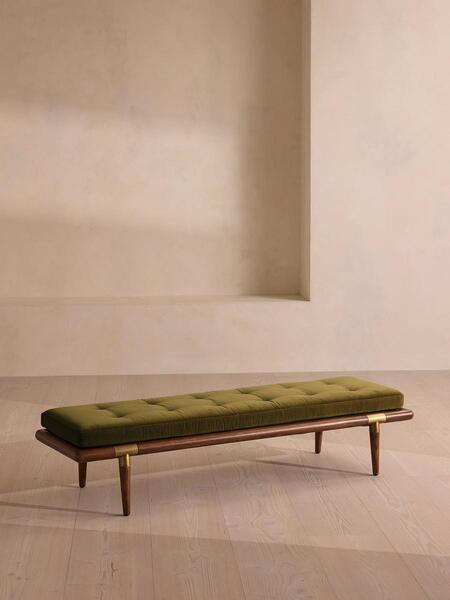  Soho Home Theodore Bench, Olive Velvet 