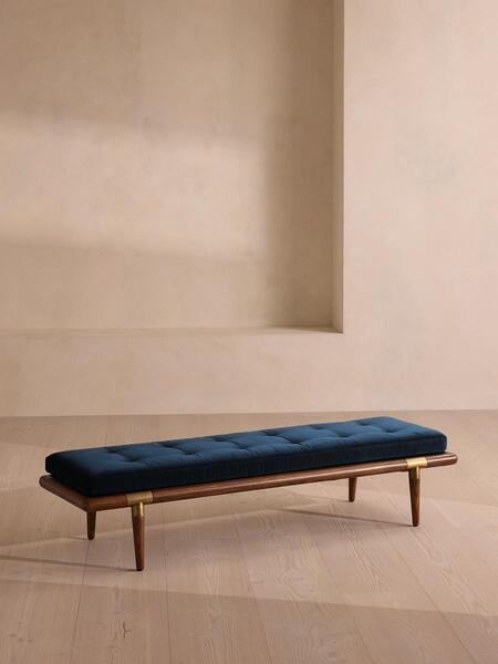  Soho Home Theodore Bench, Royal Blue Velvet 