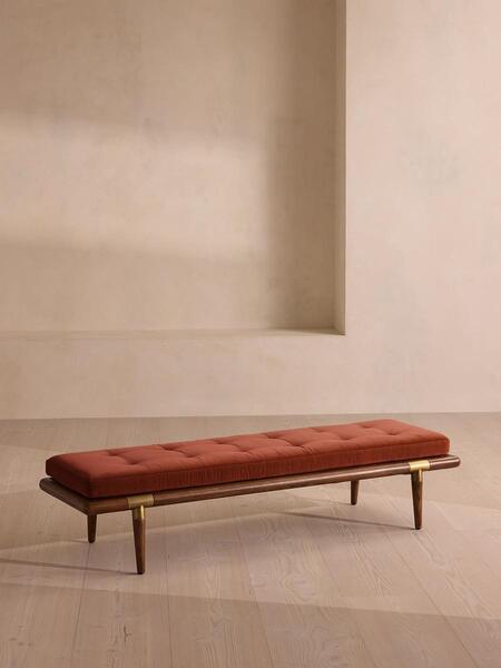  Soho Home Theodore Bench, Rust Velvet 