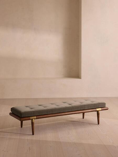  Soho Home Theodore Bench, Taupe Velvet 
