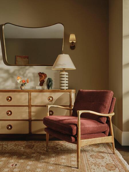  Soho Home Theodore Burl Armchair, Linen Chenille, Bordeaux, Uk 