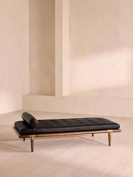  Soho Home Theodore Daybed, Leather, Black 