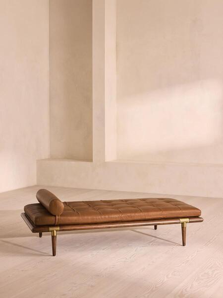  Soho Home Theodore Daybed, Leather, Chestnut 