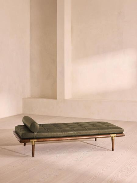  Soho Home Theodore Daybed, Leather, Moss 