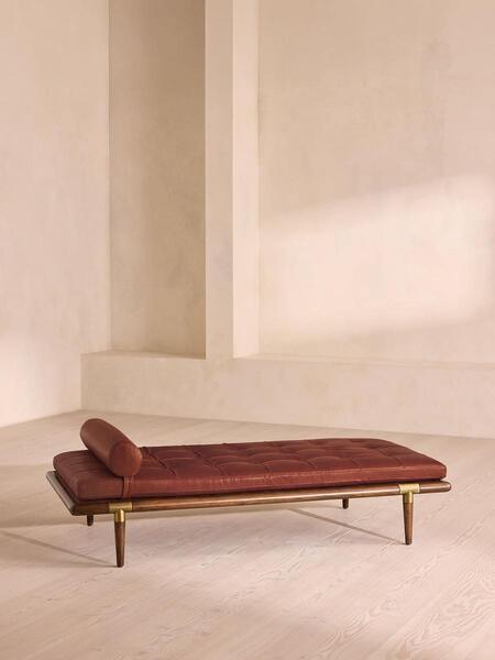  Soho Home Theodore Daybed, Leather, Sangria 