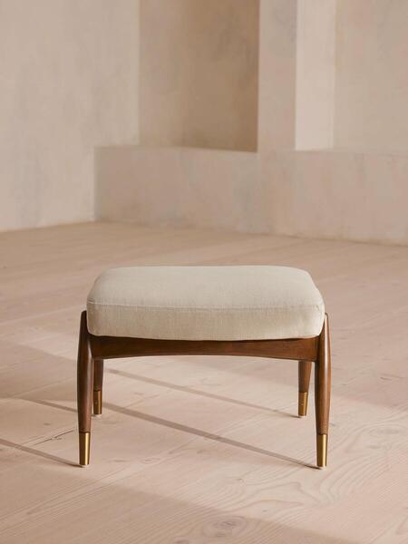  Soho Home Theodore Footstool, Linen, Natural 