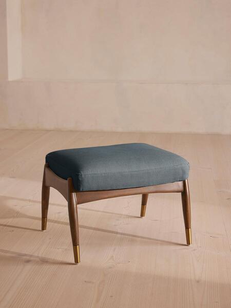  Soho Home Theodore Footstool, Linen, Prussian Blue 