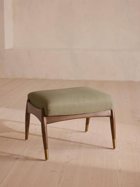  Soho Home Theodore Footstool, Linen, Sage 