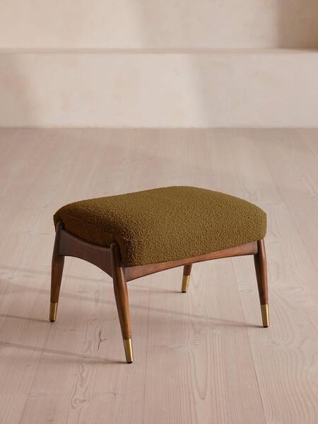  Soho Home Theodore Footstool, Textured Wool Boucle, Kelp 