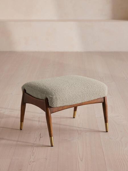  Soho Home Theodore Footstool, Textured Wool Boucle, Pistachio 