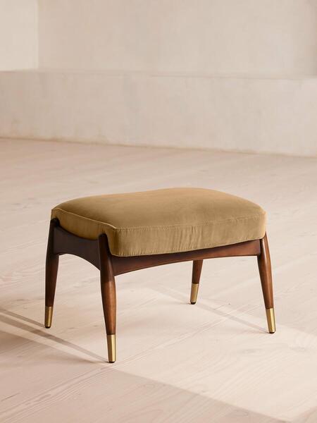  Soho Home Theodore Footstool, Velvet, Camel 