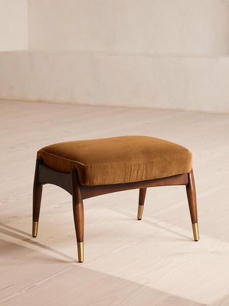  Soho Home Theodore Footstool, Velvet, Mustard 