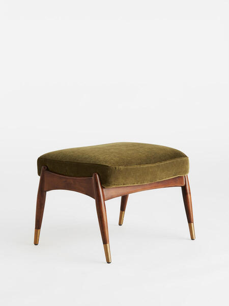  Soho Home Theodore Footstool, Velvet, Olive 