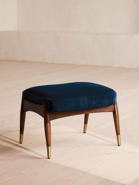  Soho Home Theodore Footstool, Velvet, Royal Blue 