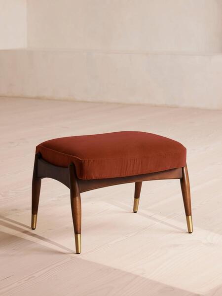  Soho Home Theodore Footstool, Velvet, Rust 