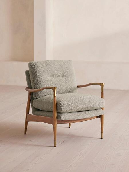  Soho Home Theodore Oak Armchair, Textured Wool Boucle, Pistachio 