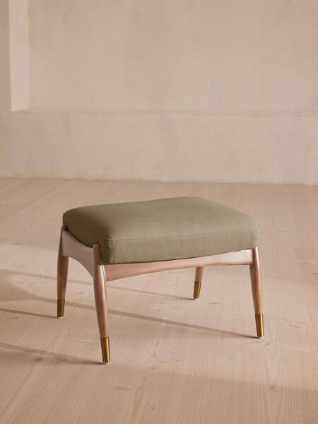  Soho Home Theodore Oak Footstool, Linen, Sage 