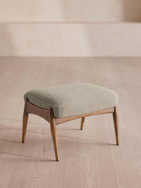  Soho Home Theodore Oak Footstool, Textured Wool Boucle, Pistachio 