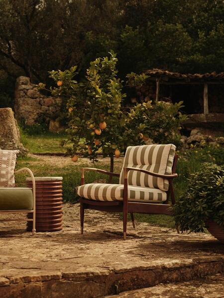 Soho Home Theodore Outdoor Armchair, Babington House Stripe 