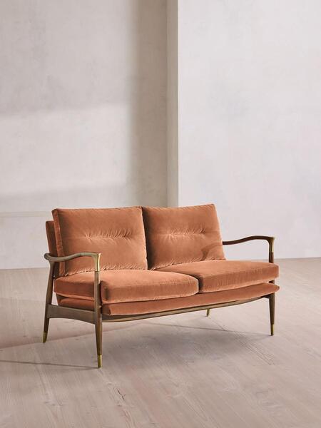  Soho Home Theodore Two Seater Sofa, Velvet, Antique Rose, Uk 
