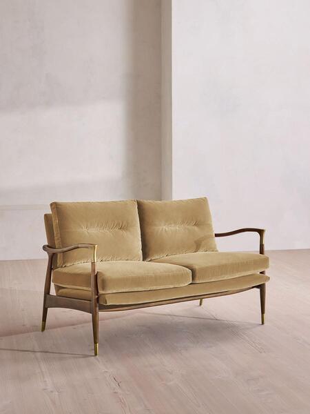  Soho Home Theodore Two Seater Sofa, Velvet, Camel, Uk 