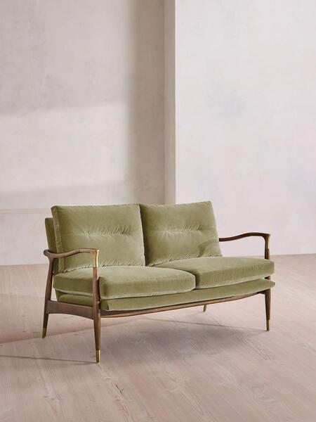  Soho Home Theodore Two Seater Sofa, Velvet, Lichen, Uk 