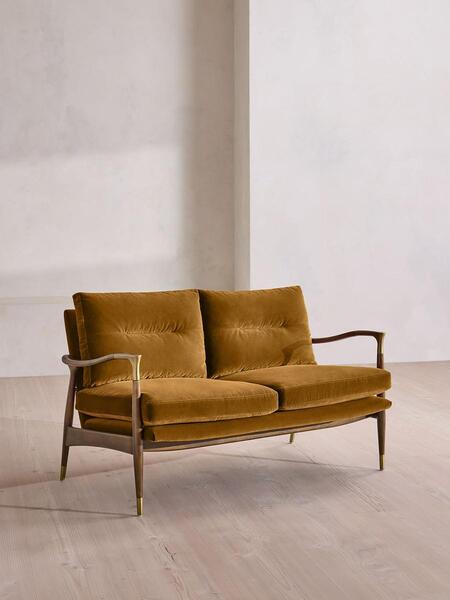  Soho Home Theodore Two Seater Sofa, Velvet, Mustard, Uk 