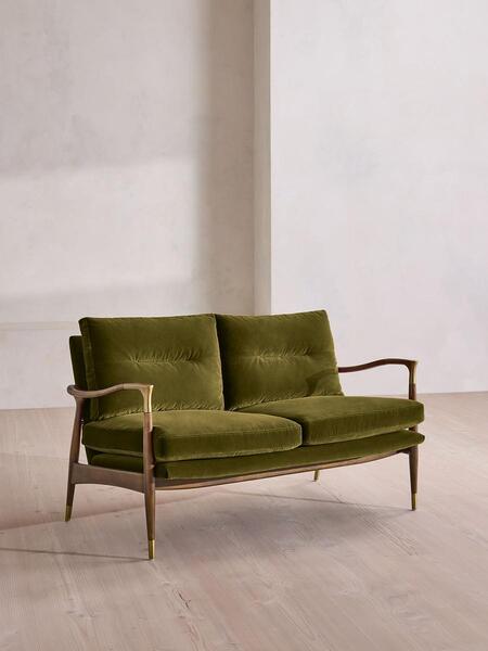  Soho Home Theodore Two Seater Sofa, Velvet, Olive, Uk 