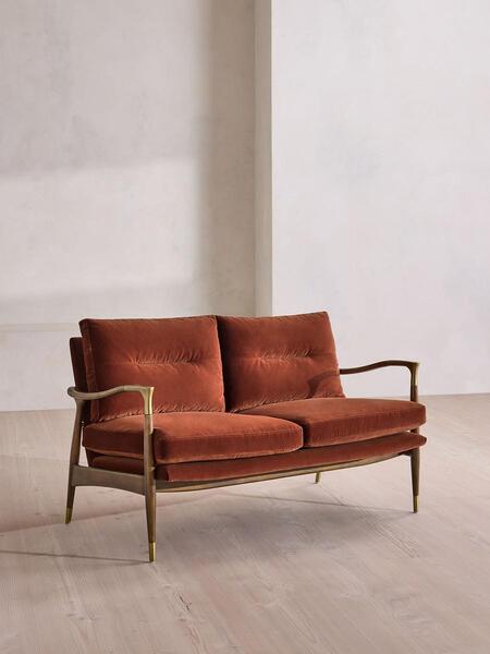  Soho Home Theodore Two Seater Sofa, Velvet, Rust, Uk 