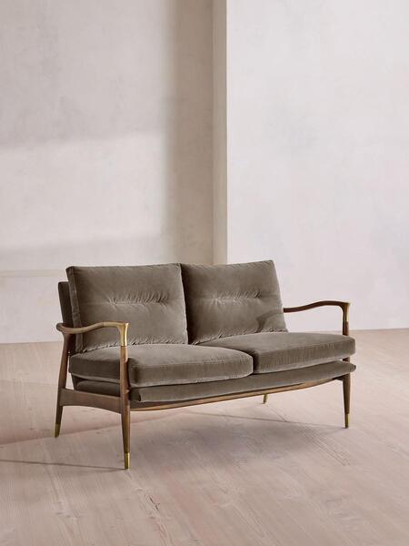  Soho Home Theodore Two Seater Sofa, Velvet, Taupe, Uk 