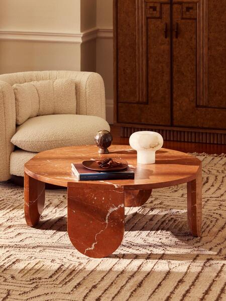  Soho Home Tobias Coffee Table, Rosso Alicante Marble 