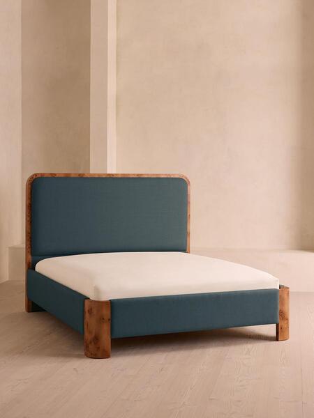  Soho Home Tremont Bed, King, Linen, Prussian Blue 