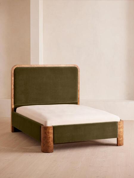  Soho Home Tremont Bed, Super King, Velvet, Olive 