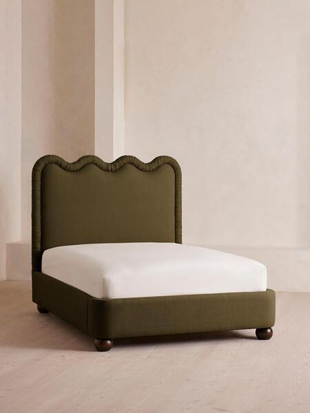  Soho Home Tristan Bed, King, Linen, Olive 