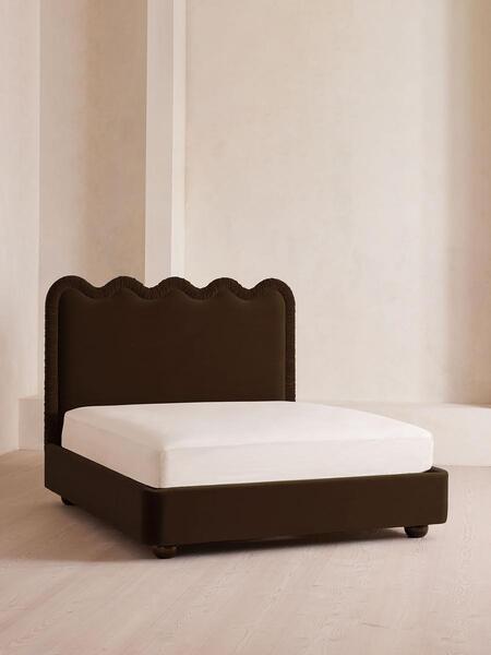  Soho Home Tristan Bed, King, Velvet, Chocolate 